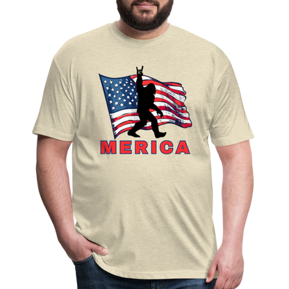 Merica Fitted Cotton/Poly T-Shirt by Next Level - heather cream