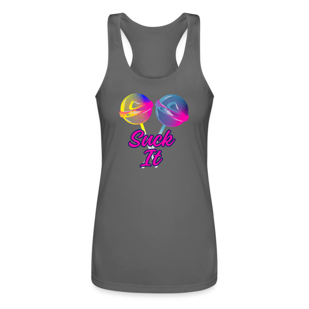 Suck It Women’s Performance Racerback Tank Top - charcoal