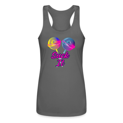 Suck It Women’s Performance Racerback Tank Top - charcoal