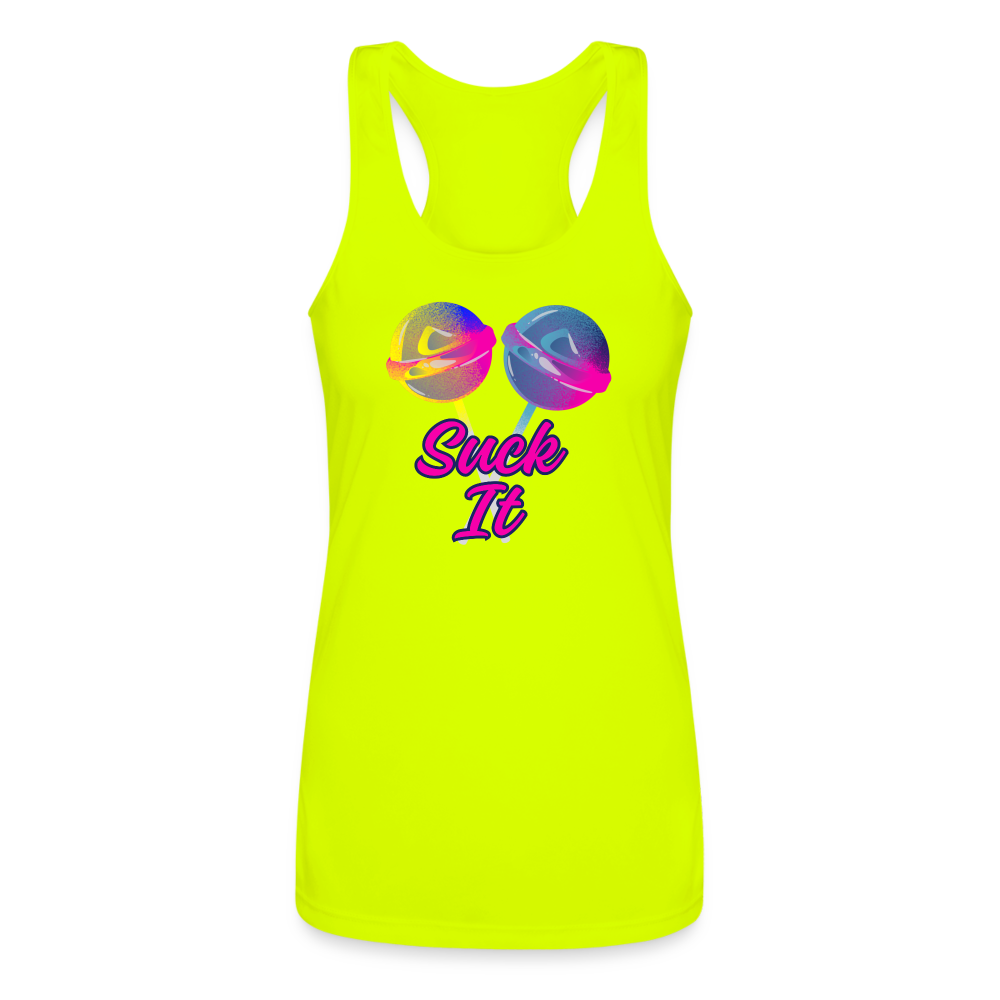 Suck It Women’s Performance Racerback Tank Top - neon yellow