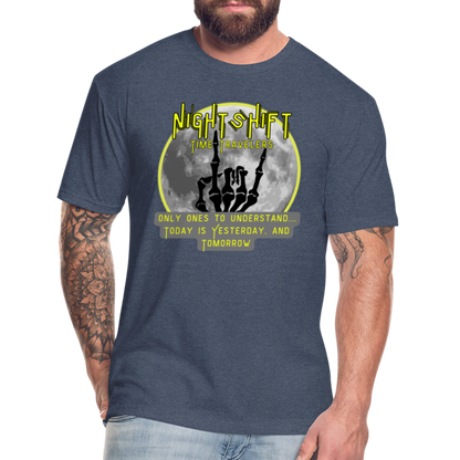 NIGHTSHIFT Hand Fitted Cotton/Poly T-Shirt by Next Level - heather navy