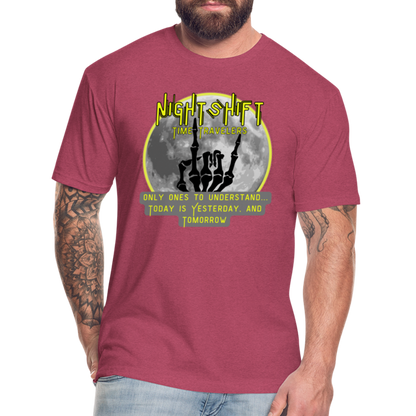 NIGHTSHIFT Hand Fitted Cotton/Poly T-Shirt by Next Level - heather burgundy