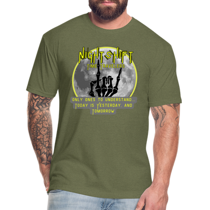 NIGHTSHIFT Hand Fitted Cotton/Poly T-Shirt by Next Level - heather military green