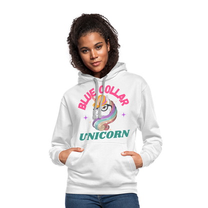 Blue Collar Unicorn Unisex Contrast Hoodie-Fruit of the Loom - white/gray