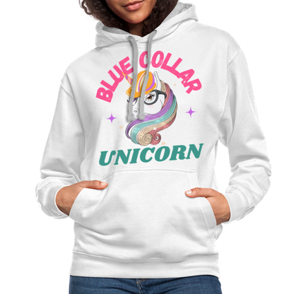 Blue Collar Unicorn Unisex Contrast Hoodie-Fruit of the Loom - white/gray