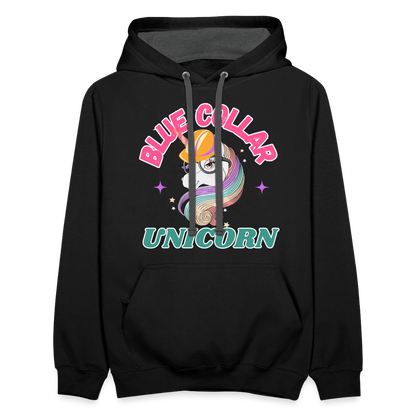 Blue Collar Unicorn Unisex Contrast Hoodie-Fruit of the Loom - black/asphalt