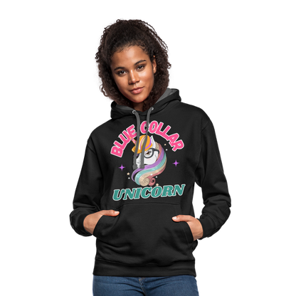 Blue Collar Unicorn Unisex Contrast Hoodie-Fruit of the Loom - black/asphalt