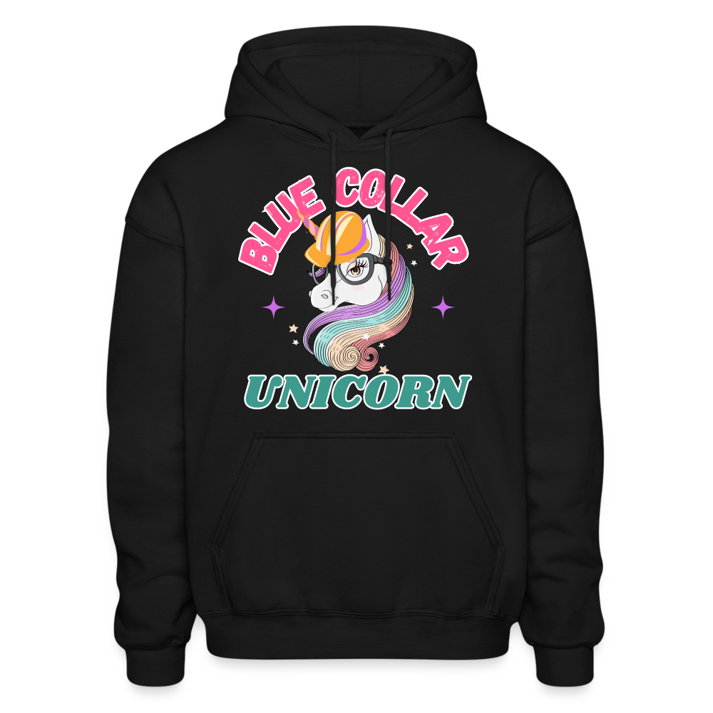 Blue Collar Unicorn Gildan Heavy Blend Adult Hoodie - black