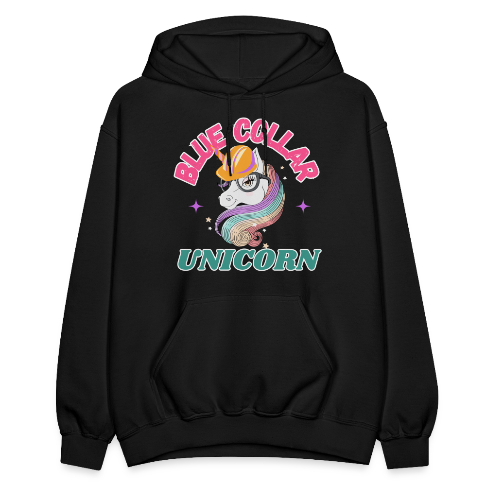 Blue Collar Unicorn Gildan Heavy Blend Adult Hoodie - black