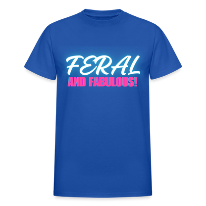 FERAL AND FABULOUS Gildan Ultra Cotton Adult T-Shirt - royal blue