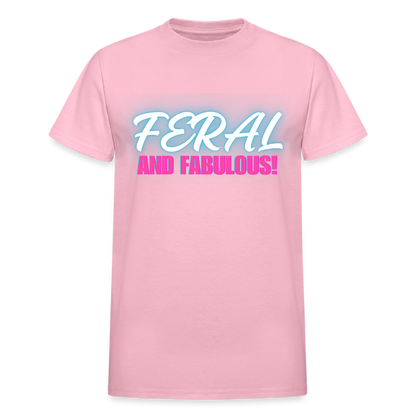 FERAL AND FABULOUS Gildan Ultra Cotton Adult T-Shirt - light pink