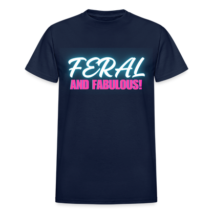 FERAL AND FABULOUS Gildan Ultra Cotton Adult T-Shirt - navy