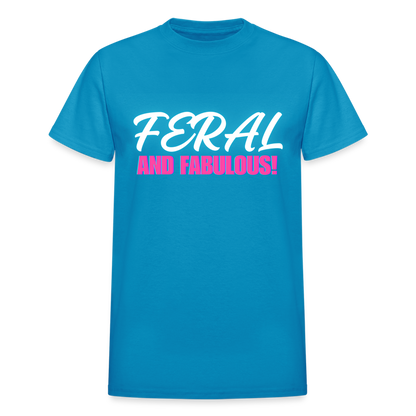 FERAL AND FABULOUS Gildan Ultra Cotton Adult T-Shirt - turquoise