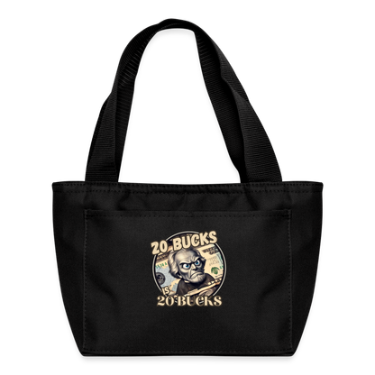 20 BUCKS IS 20 BUCKS Recycled Insulated Lunch Bag - black