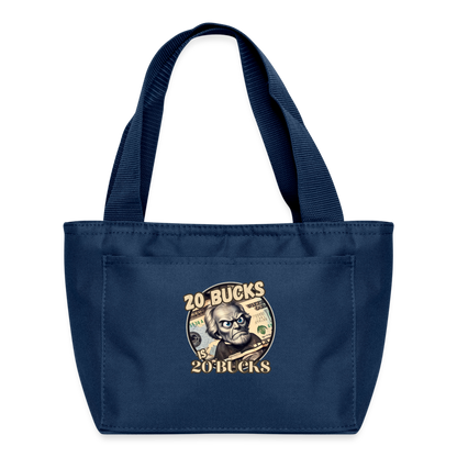 20 BUCKS IS 20 BUCKS Recycled Insulated Lunch Bag - navy
