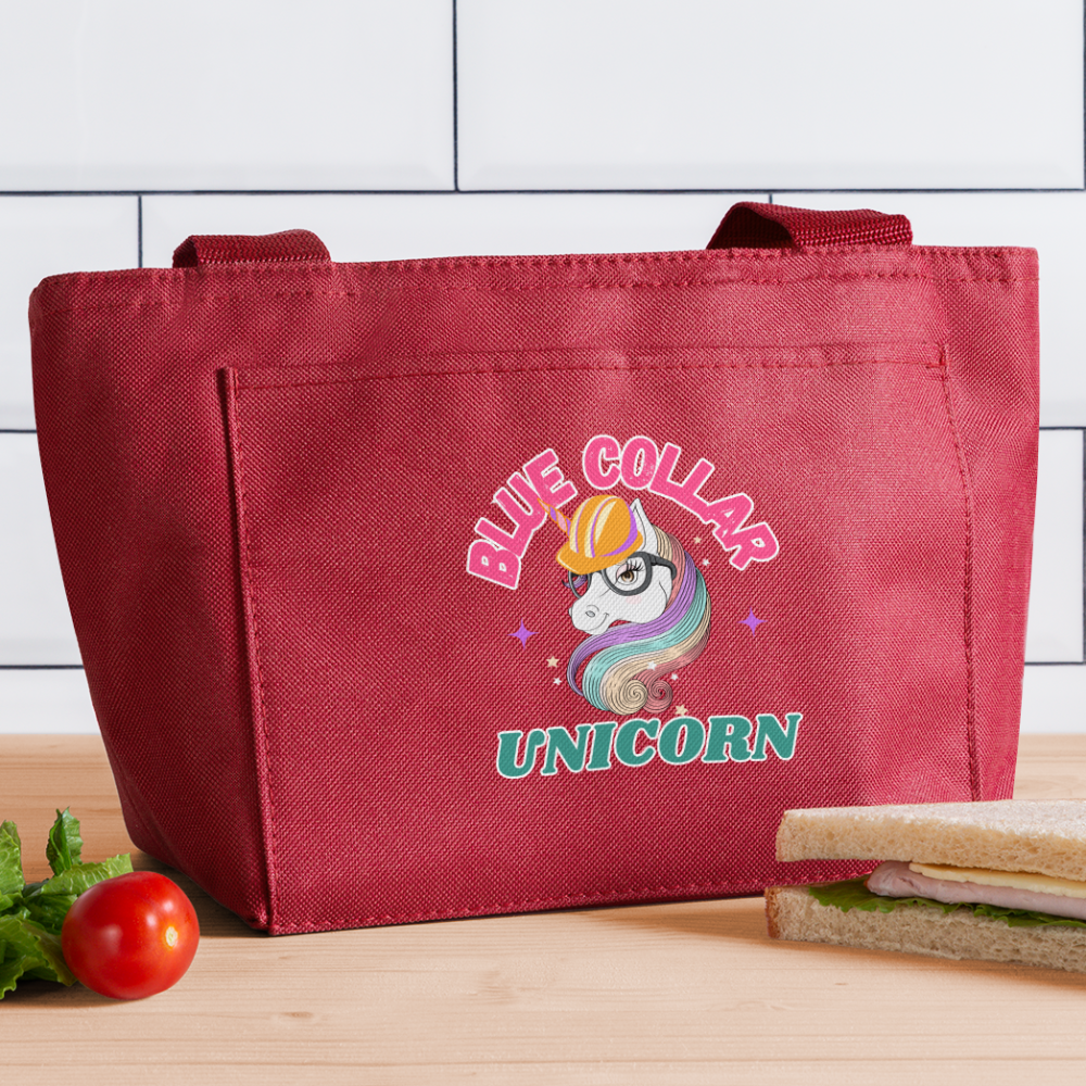 BLUE COLLAR UNICORN Recycled Insulated Lunch Bag - red