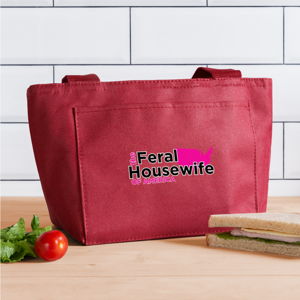 FERAL HOUSEWIFE Recycled Insulated Lunch Bag - red