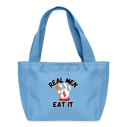 REAL MEN EAT IT Recycled Insulated Lunch Bag - light blue