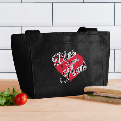 BLESS YOUR HEART Recycled Insulated Lunch Bag - black