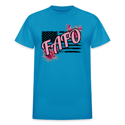 FAFO ROSES Gildan Ultra Cotton Adult T-Shirt - turquoise