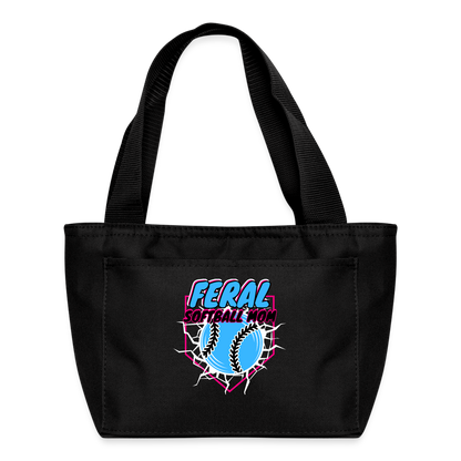 FERAL SOFTBALL MOM Recycled Insulated Lunch Bag - black