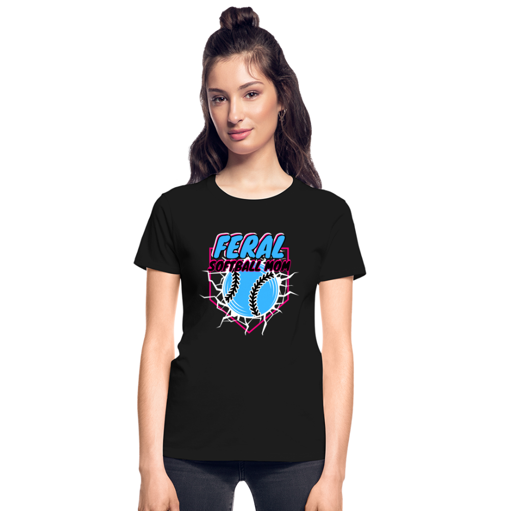 FERAL SOFTBALL MOM Gildan Ultra Cotton Ladies T-Shirt - black