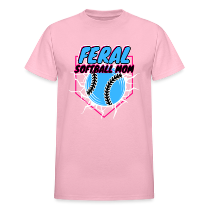 FERAL SOFTBALL Gildan Ultra Cotton Adult T-Shirt - light pink