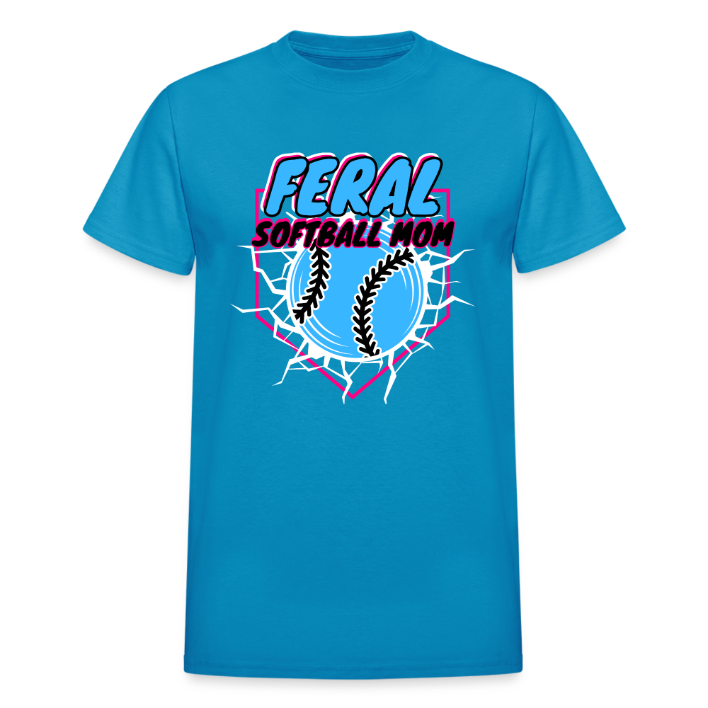 FERAL SOFTBALL Gildan Ultra Cotton Adult T-Shirt - turquoise