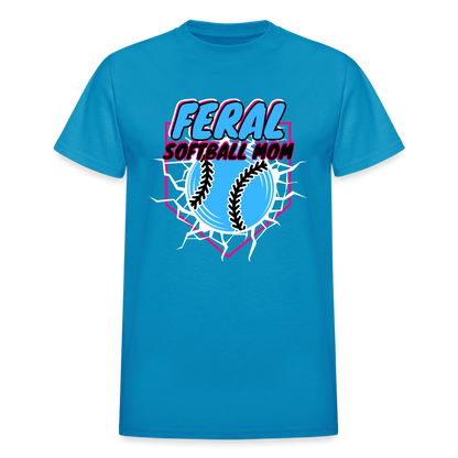FERAL SOFTBALL Gildan Ultra Cotton Adult T-Shirt - turquoise