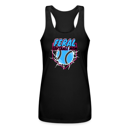 FERAL SOFTBALL Women’s Performance Racerback Tank Top - black