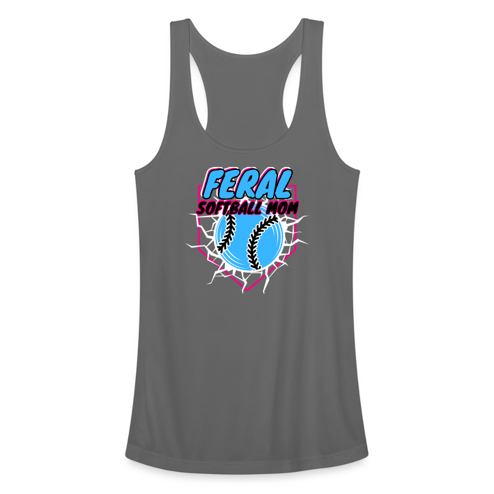 FERAL SOFTBALL Women’s Performance Racerback Tank Top - charcoal