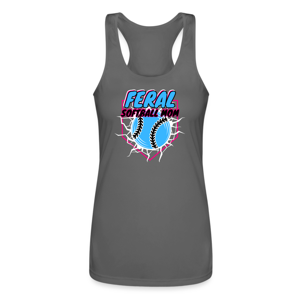 FERAL SOFTBALL Women’s Performance Racerback Tank Top - charcoal