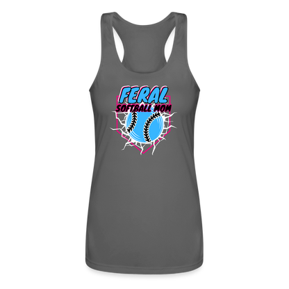 FERAL SOFTBALL Women’s Performance Racerback Tank Top - charcoal