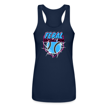FERAL SOFTBALL Women’s Performance Racerback Tank Top - navy
