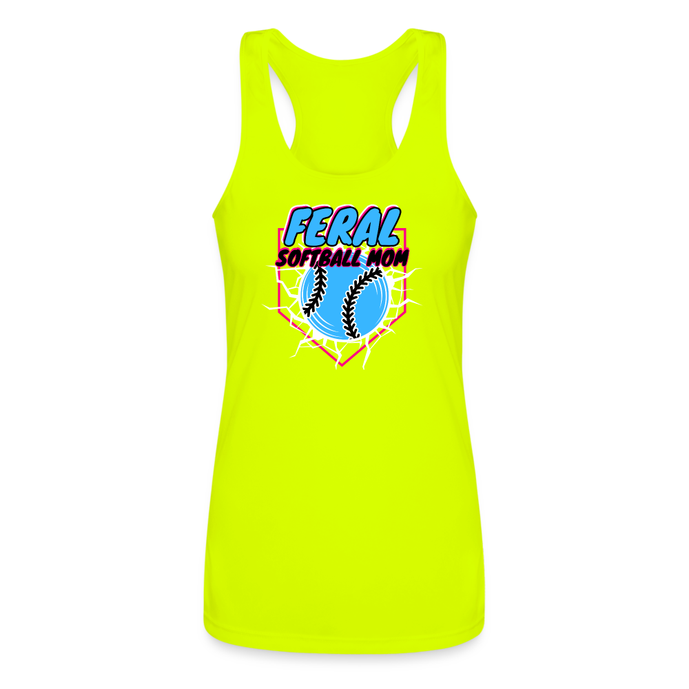 FERAL SOFTBALL Women’s Performance Racerback Tank Top - neon yellow