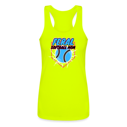 FERAL SOFTBALL Women’s Performance Racerback Tank Top - neon yellow