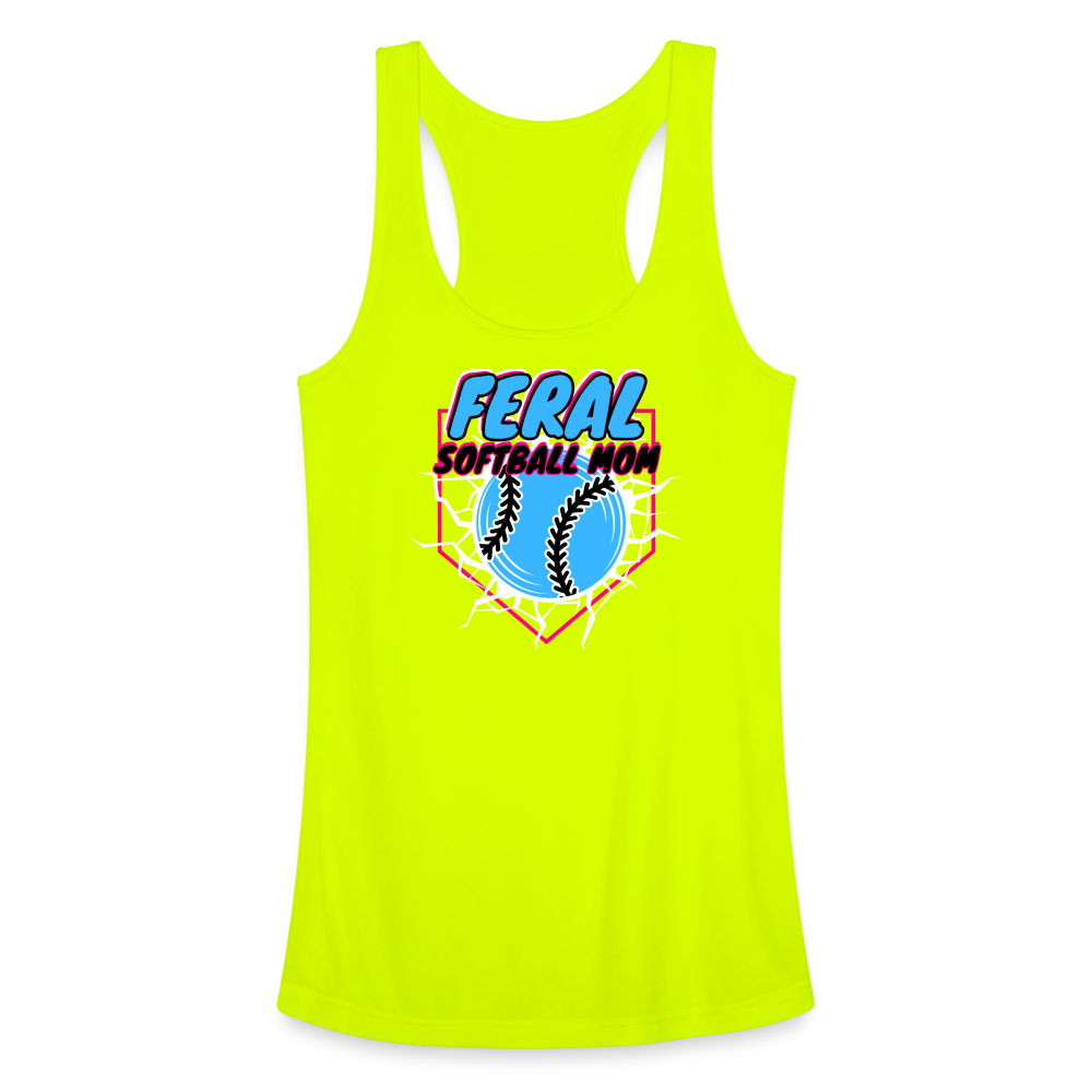 FERAL SOFTBALL Women’s Performance Racerback Tank Top - neon yellow