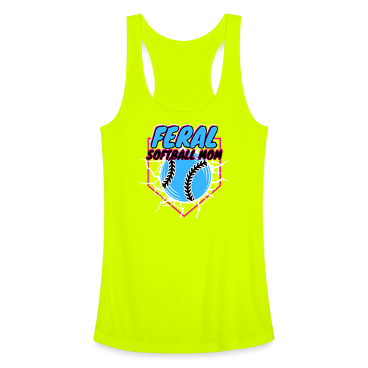 FERAL SOFTBALL Women’s Performance Racerback Tank Top - neon yellow