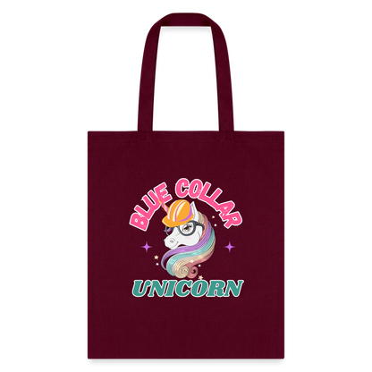 BLUE COLLAR UNICORN Tote Bag - burgundy