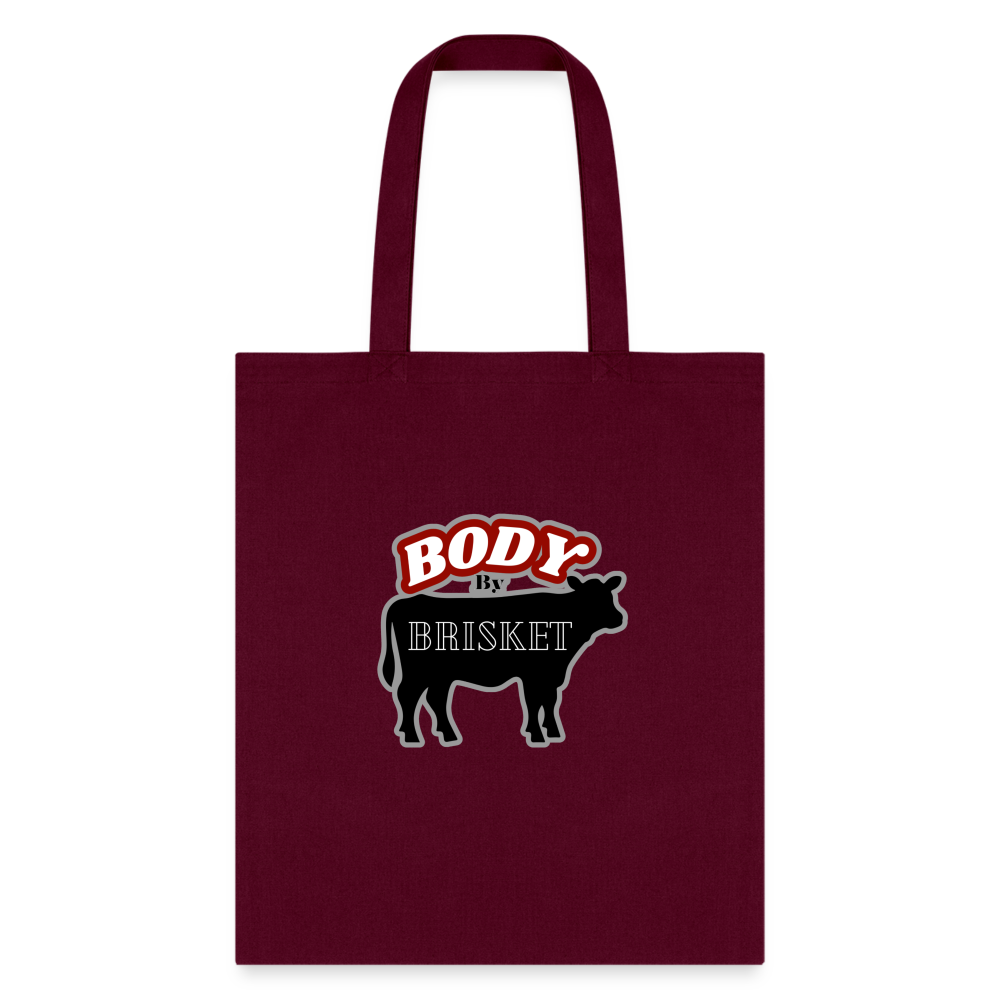 BODY BY BRISKET Tote Bag - burgundy