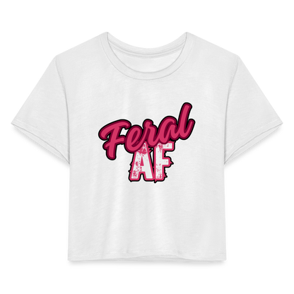 FERAL AF Women's Cropped T-Shirt - white