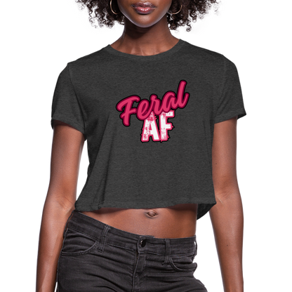 FERAL AF Women's Cropped T-Shirt - deep heather