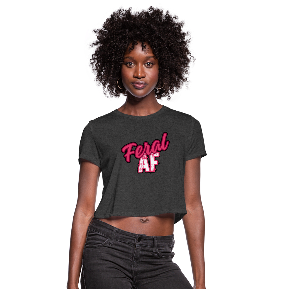 FERAL AF Women's Cropped T-Shirt - deep heather