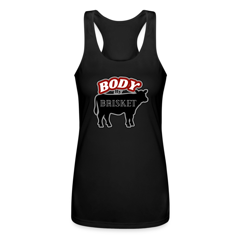 BODY BY BRISKET Women’s Performance Racerback Tank Top - black