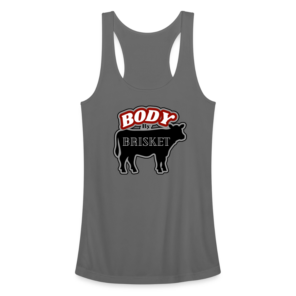 BODY BY BRISKET Women’s Performance Racerback Tank Top - charcoal