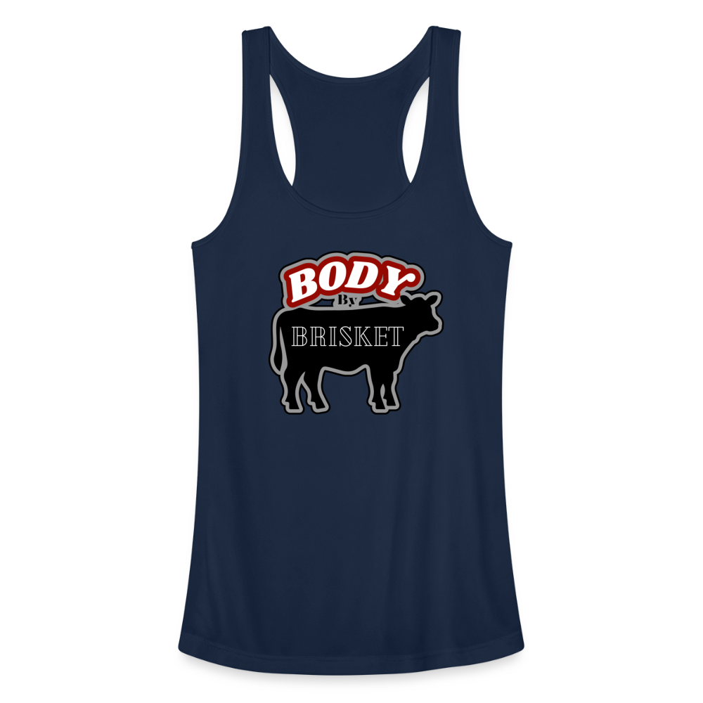 BODY BY BRISKET Women’s Performance Racerback Tank Top - navy