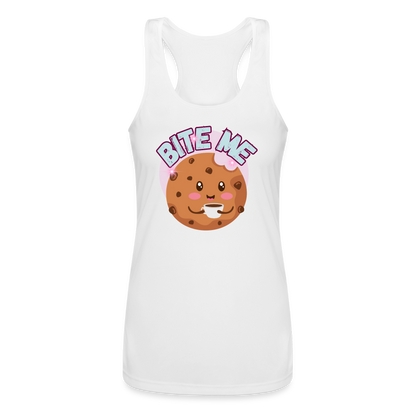 Bite Me – Women’s Performance Racerback Tank Top - white