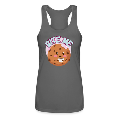 Bite Me – Women’s Performance Racerback Tank Top - charcoal