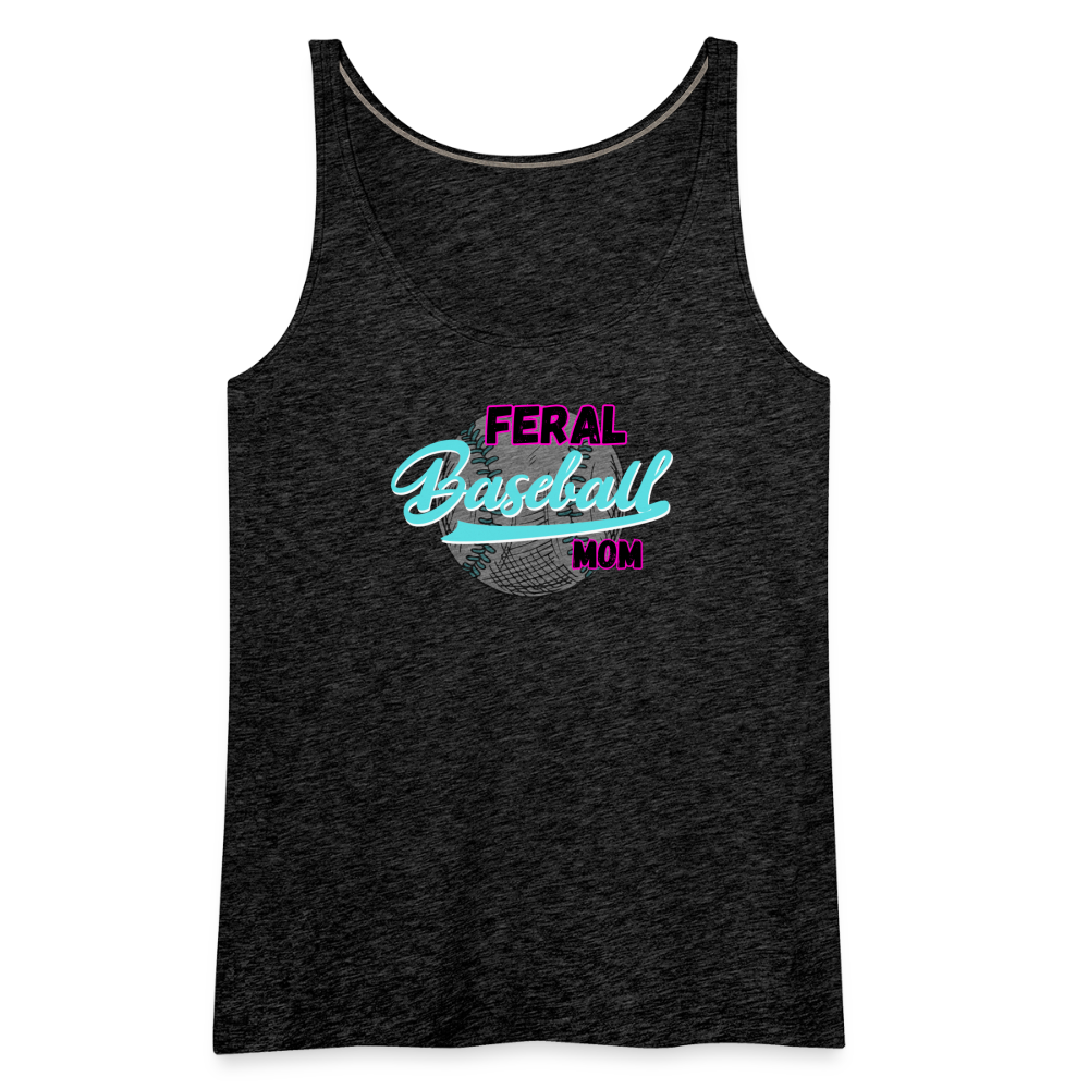 Feral Baseball Mom Women’s Premium Tank Top - charcoal grey