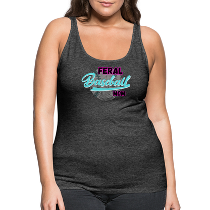 Feral Baseball Mom Women’s Premium Tank Top - charcoal grey
